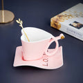 Solhui Personalized Gift Ceramic Mug Set Heart-Shaped Coffee Cup and Coaster Set for Lovers
