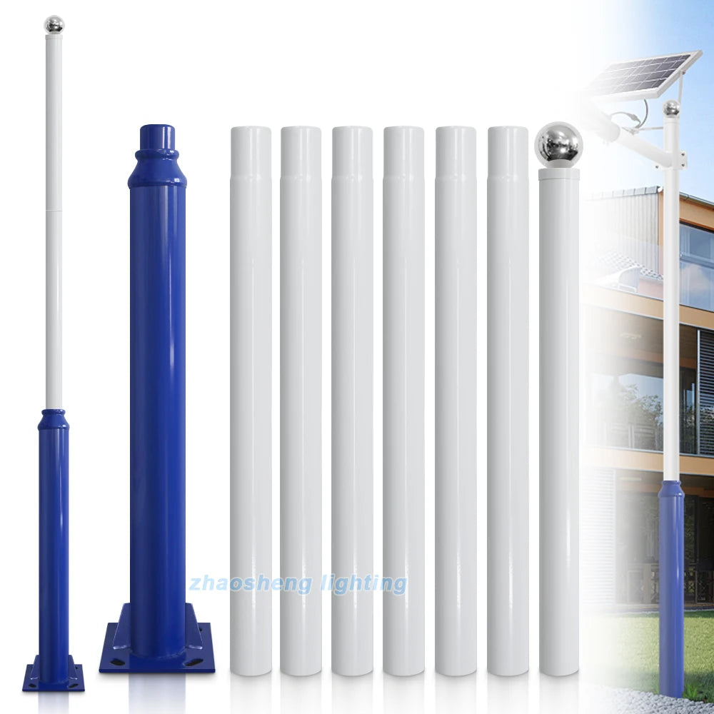 Customized 8m Split Street Light Pole Combination Splicing Outdoor Galvanized Heavy-duty Solar Lamp Pole for Easy Transportation