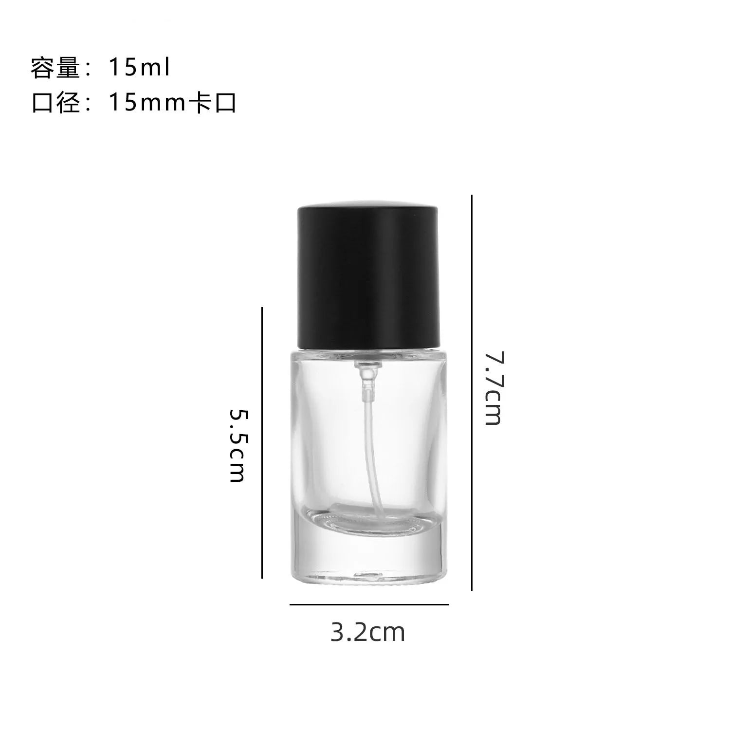Factory Manufacture Travel Size 15mm Neck Leak-Proof 15ml Fine Mist Perfume Glass Spray Bottles