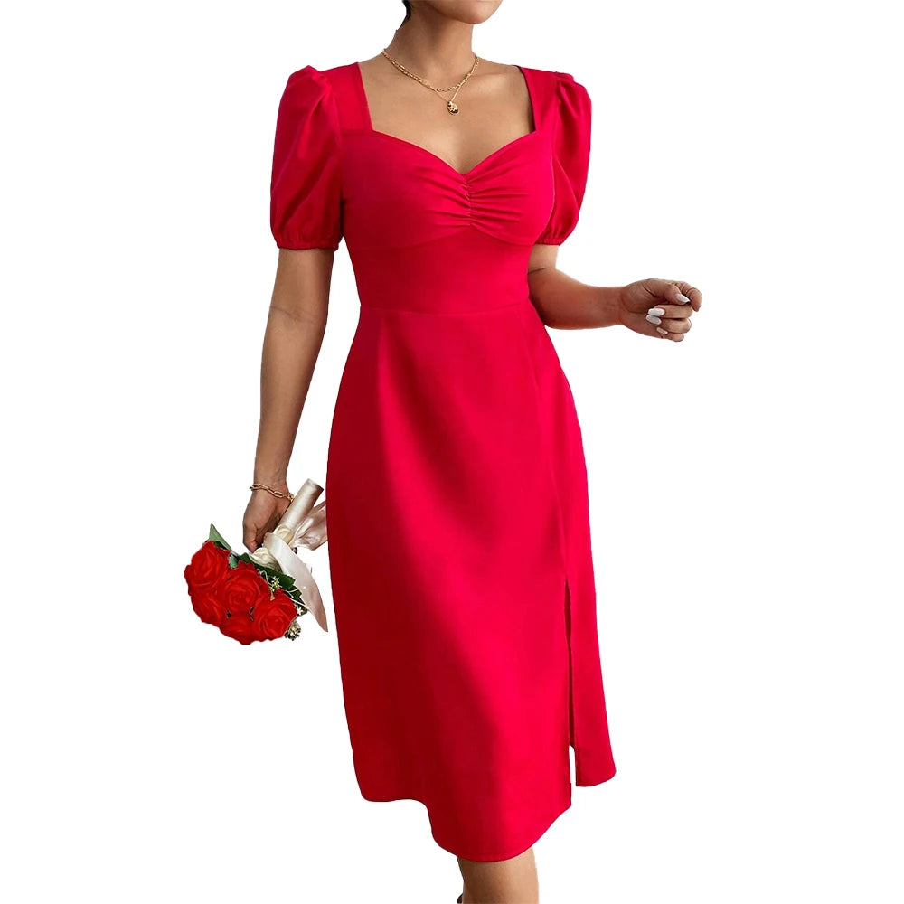 New Design Women's Short Sleeved V-neck Chic Elegant Casual Club Dresses