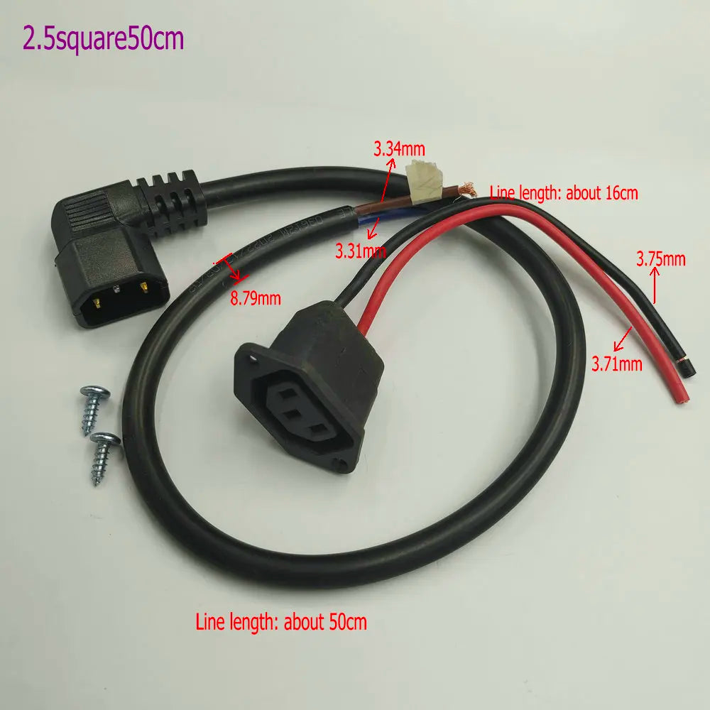 Electric Bicycle TRICYCLE Lithium Battery Charging Port EBIKE POWER Cord Three-Pin Socket PLUG and Cable MALE and FEMALE