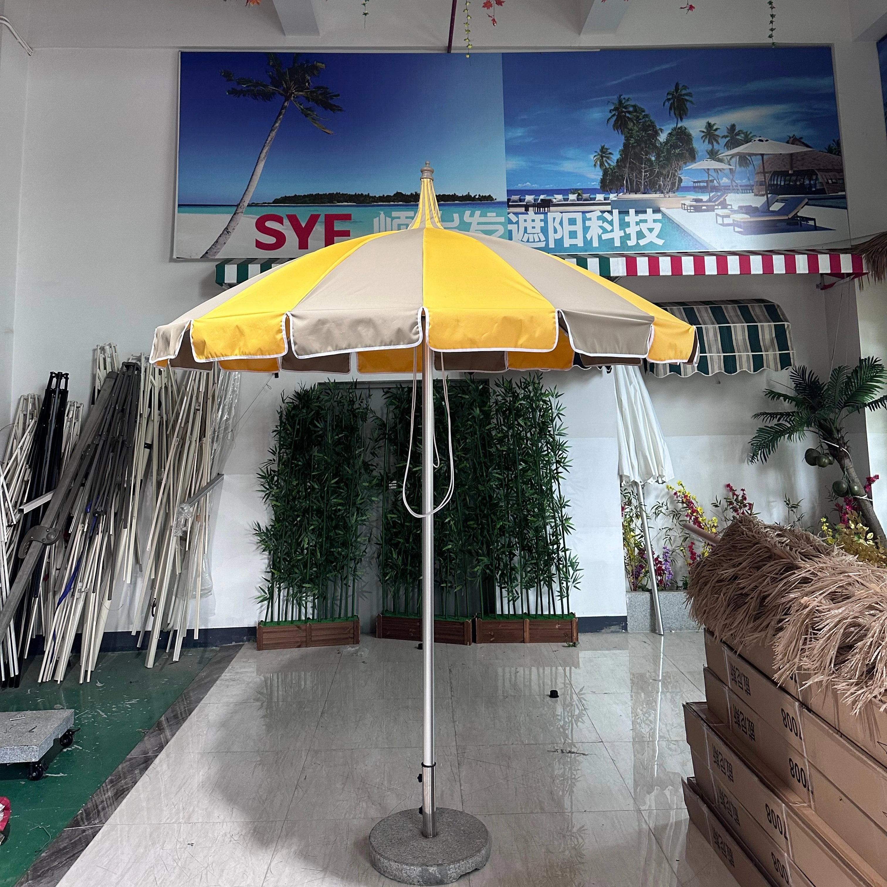 Best Large Outdoor Market Resort Parasol Commercial Grade Pagoda Beach Garden Umbrellas for Pool Sun Loungers Outside Tables