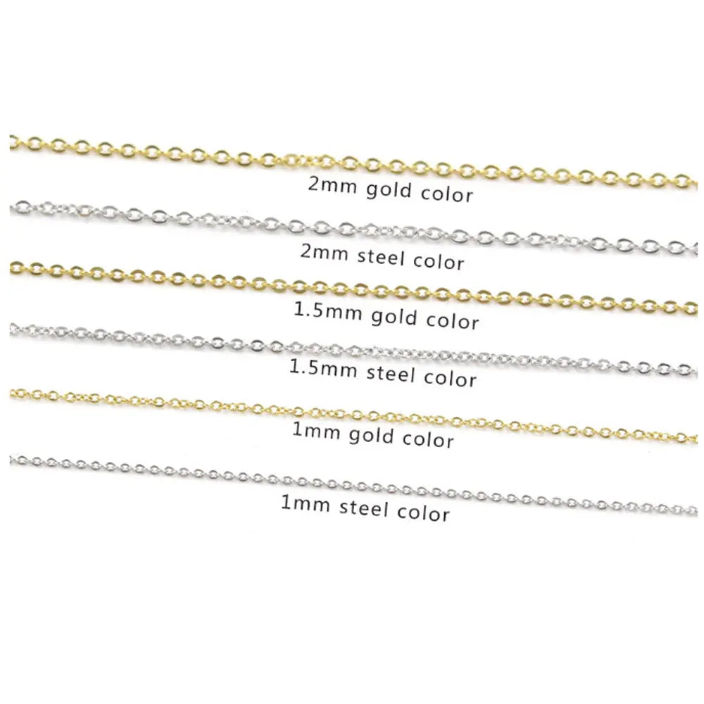 Fashion Chic Pure Stainless Steel O Type Chain 1 1.5 2mm Wide 16 18 20 22 24 Inches Long Rich Color for Pendant Necklace Jewelry