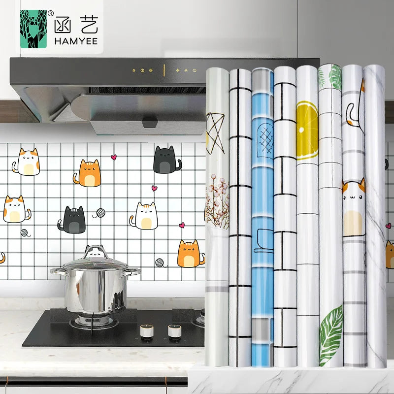Aluminum Foil Stickers Wallpaper Kitchen Contact Paper Vinyl Roll Wall Kitchen Wallpaper Self-adhesive