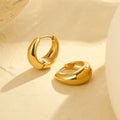 Dainty 18k Gold Plated Blank Hoop Huggie Earrings Chunky Glossy Stainless Steel Geometric Hollow Hoop Earrings