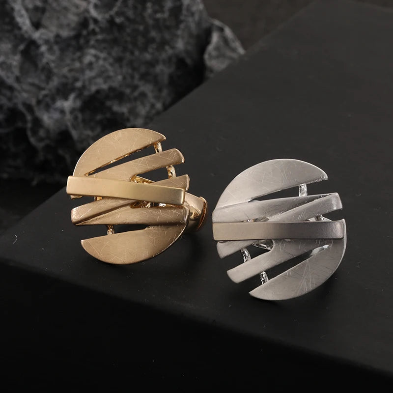TongLing European Zinc Alloy Hollow Fashion Jewelry Ring Brushed Adjustable Gold Ring for Men Vintage