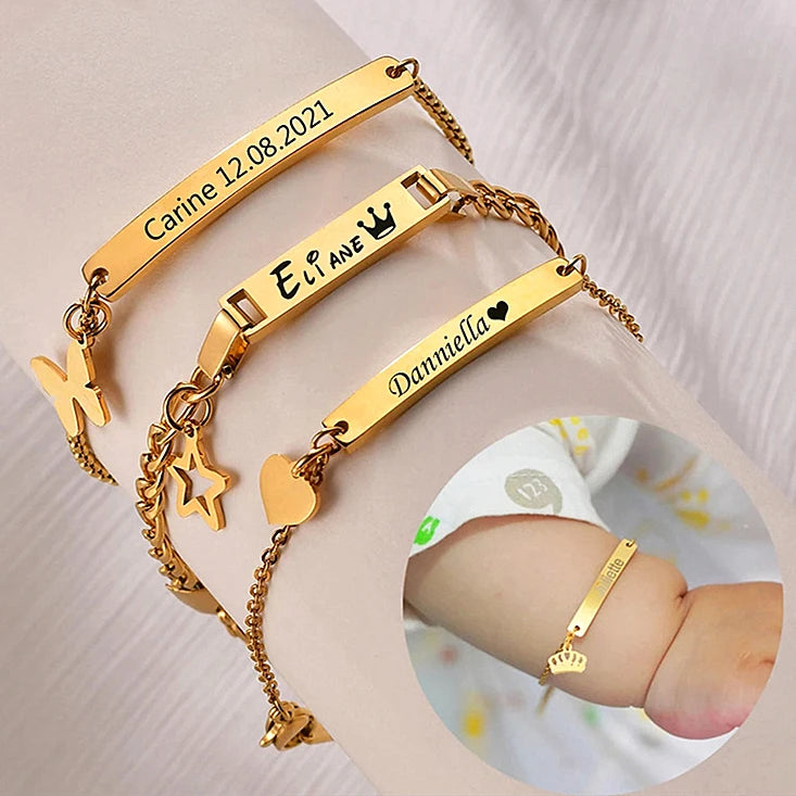 Design Sense Butterfly Heart Star Bracelet Stainless Steel Bracelet Custom Blank Curved Bracelet for Children