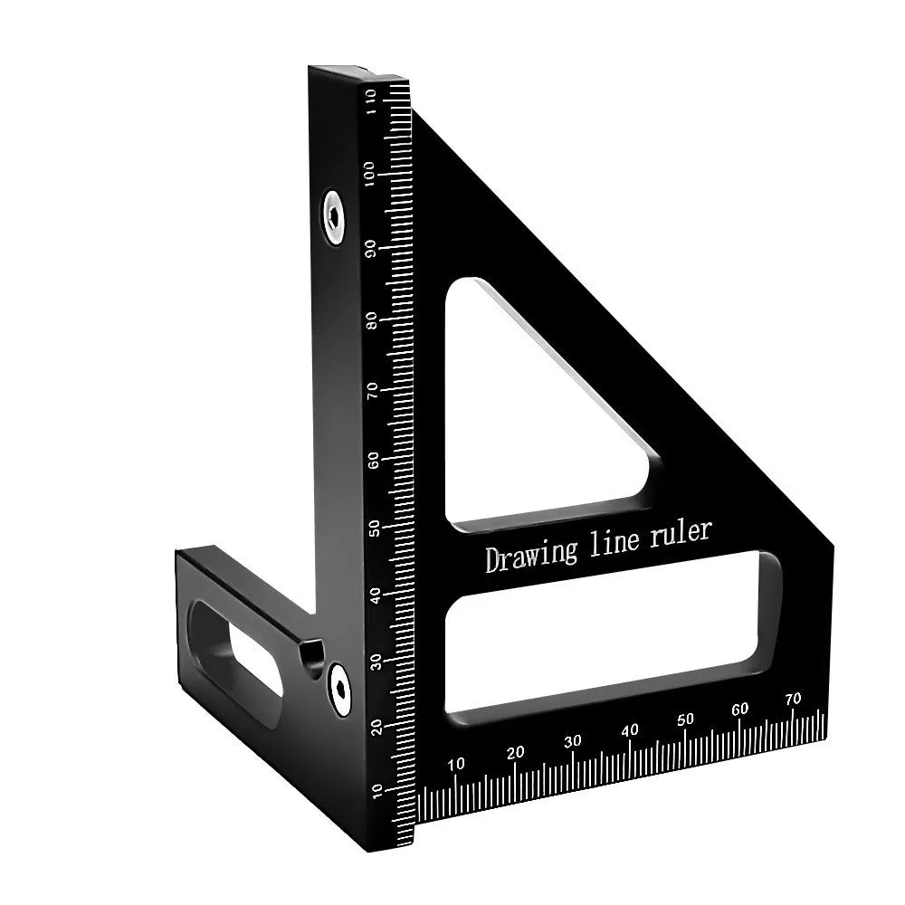 Woodworking Manual Aluminum Alloy Square Protractor Miter Triangle Ruler 3D Multi-Angle 45/90 Degree Measuring Ruler