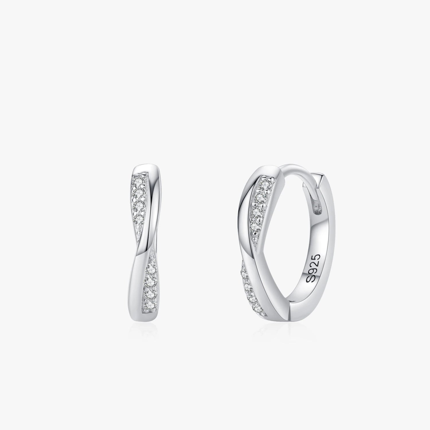 Ailmay Fashion 925 Sterling Silver Minimalist Interwoven Cubic Zirconia Hoop Earrings for Women Wedding Engagement Jewelry Gifts