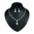 Weiman Halo Shining Crystal Teardrop Necklace Earrings Jewelry Set Gold Silver Plated Wedding Party Jewelry Accessories Gift