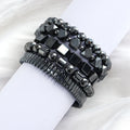 New Vintage Women Hematite Bead Elastic Handmade Woven Adjustable Bracelet Multiple Dhapes 5pc Hematite Men Bracelet Set