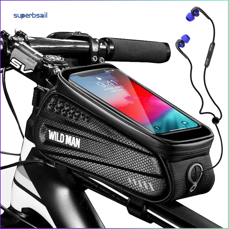 Superbsail for WILD MAN EVA Bicycle Frame Front Top Cycling Bag 6.5in Reflective Touchscreen Phone Case MTB Bike Accessories