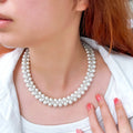 Multiple Link Chunky Statement Cubic Zircon Wedding Pearl Big Necklace for Women Party Engagement Jewelry Accessory