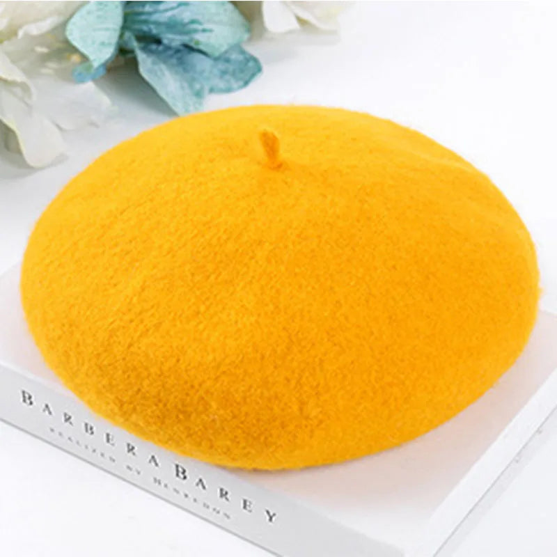 High Quality Korean Cashmere Elegant Beret Winter Wool Hat Fashion Hats Beret Femme
