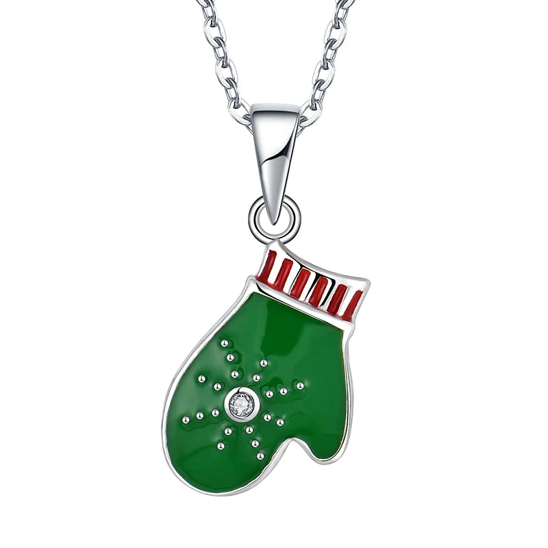 Christmas Jewelry Gift Girl Enamel Glove Pendant Fine 2025 New Arrival 925 Sterling Silver Resin Enamel Jewelry Gift for Women