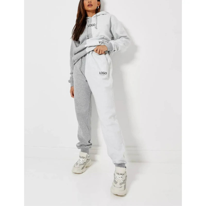 2025 Women's Clothing Thick Two Piece Sweatpants and Hoodie Set Custom logo Plus Size Sweat Jogging Suits for Women