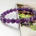 8mm Natural Amethyst Crystal Energy Stone Bracelet Elastic Stretchable Beads Pulsera Amatista Stylish Ball Shape Anniversaries