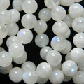 Meihan Natural Genuine AAA Rainbow Blue Moonstone Smooth Round Stone Loose Beads for Jewelry Making Design DIY