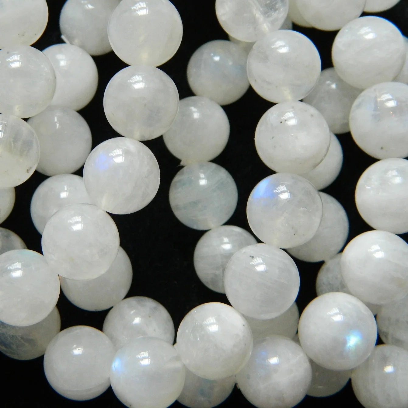 Meihan Natural Genuine AAA Rainbow Blue Moonstone Smooth Round Stone Loose Beads for Jewelry Making Design DIY