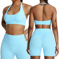 Women's 2-Piece Gym Sets High Waist Butt Lifting Leggings Halter Sports Bra Wholesale Activewear for Cycling Yoga Plus Size