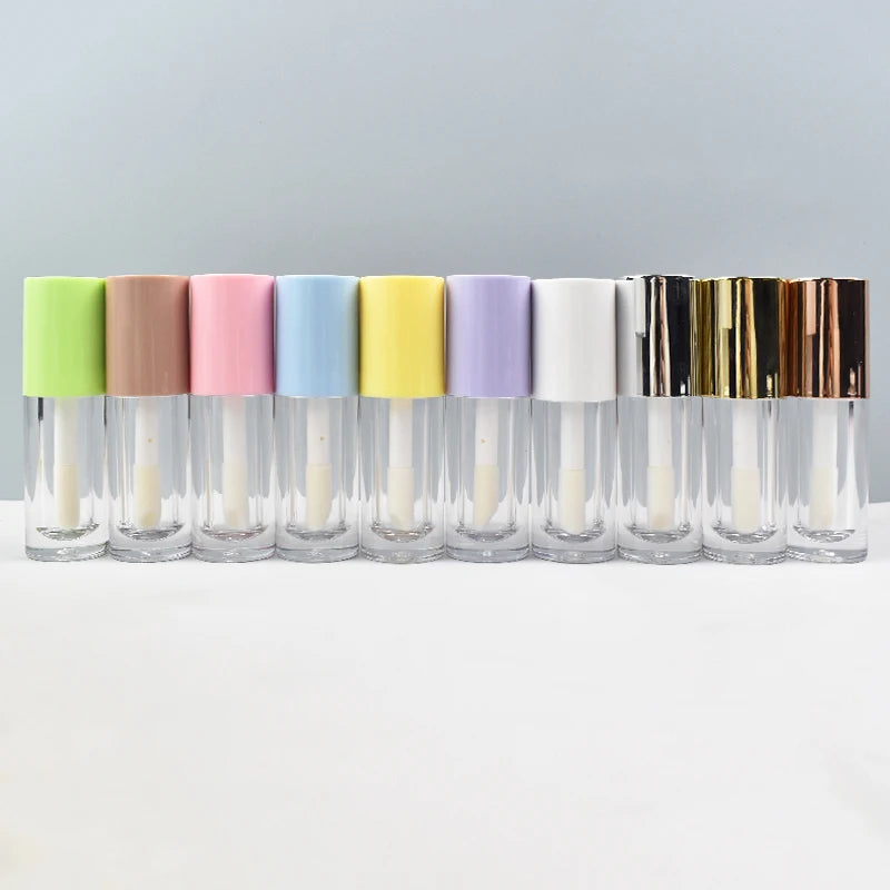 Round Empty Lip Gloss Tube Private Label Lip Oil Containers Big Brush Liquid Lipstick  Packaging Tube
