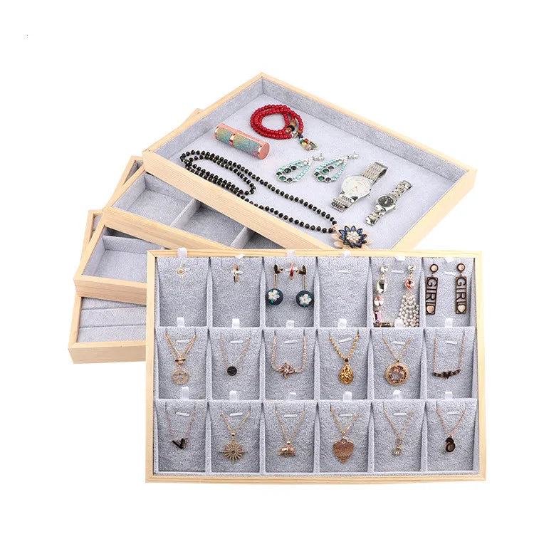 12 Grid Flannelet Jewelry Plate Log Tray for Ring Necklace Pendant Bracelet Display Storage for Organizing Your Jewelry
