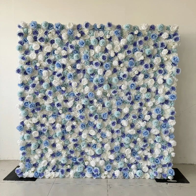 Custom Wedding Backdrop Wall Panel Decor with 3D Flower Garland Arch Stand and LED Lights for Ceremony/Banquet Table Decoration