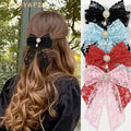 Elegant Solid Color Lace Bow Ribbon Hairpins Pearl Bowknot Duckbill Clips for Women Girls Hair Barrette Accessoires