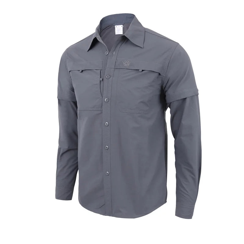 ESDY Men's Casual Outdoor Sports Quick Dry Top Vintage Breathable Lightweight Cotton Polyester Knitted Solid Print Detachable