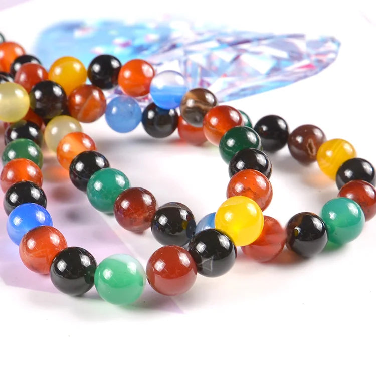 Ready to Ship Loose Bead Striped Agate Stone Gemstone Beads for Jewelry Making Round Semi-Precious Gemstones