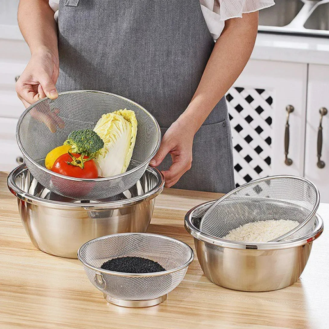 zhenneng Factory Wholesale Thickened Stainless Steel 304 Rice Washing Sieve Drain Basket Multi-purpose Drain Basin Fruit Basket