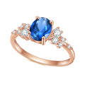OL0897 Abiding Jewellery Natural Gemstone Lots Rose Gold Plated Oval Nano Blue Sapphire 925 Sterling Silver Rings