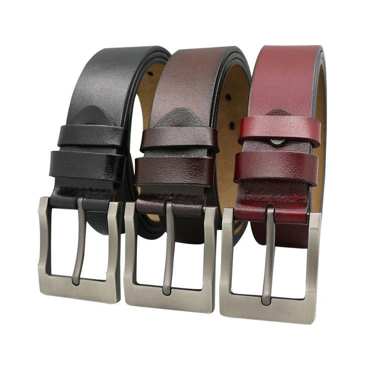 Vintage Men Belts Genuine Split Cow Leather Men Belt Alloy Pin Buckle Cowhide Casual Leather Belt for Man