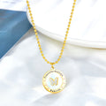 New Arrival Women Chain Necklace Stainless Steel Butterfly Circle Accessories With White Shell Necklace