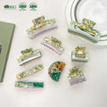 BSCI Factory YHJ Wholesale Custom Women Hair Claw Clips Light Luxury Large Green Splicing Acetate Claw Clips Hair Claw