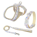 Maychan Custom Adjustable Personalized Luxury Printing Durable Pet Dog Harness with Collar Leash Set