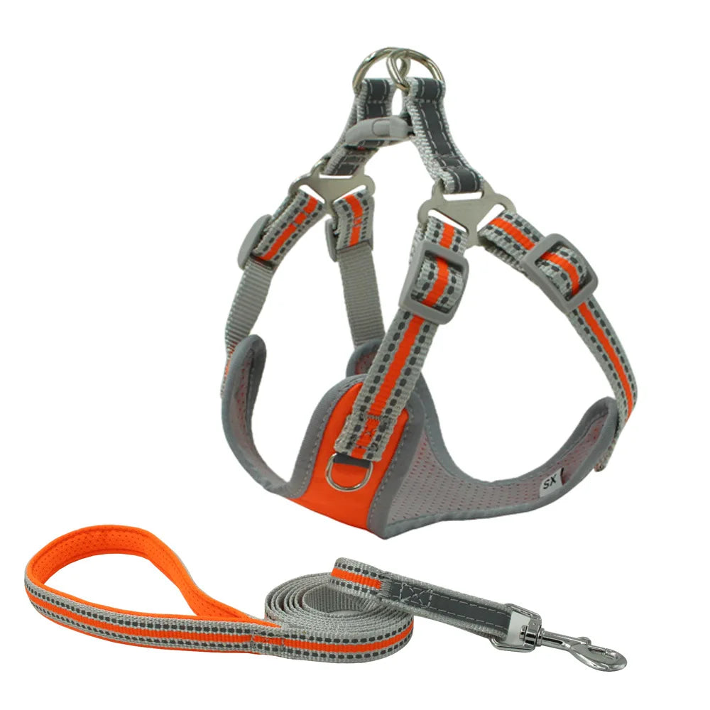 Customized Reflective Oxford Dog Rope Breathable Dog Harness and Leash Set