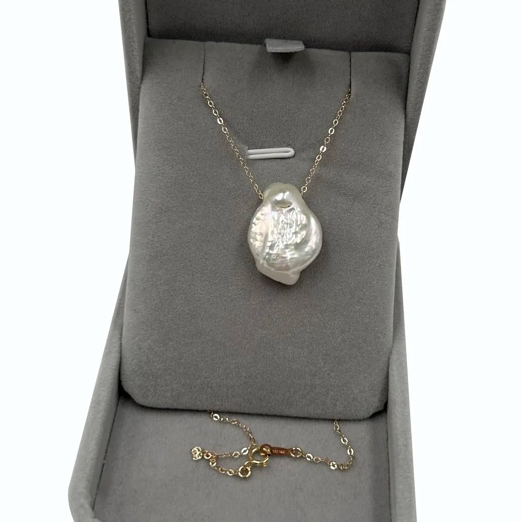 18 Inch  Wholesales Real14k Gold Filled Pendant Necklace 100% Nature Freshwater Baroque Pearl 17 mm