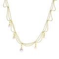 AA00380 Fashion Multilayer Chain Necklace Plated 18K Gold Plated Women Tassel Pearl Necklace