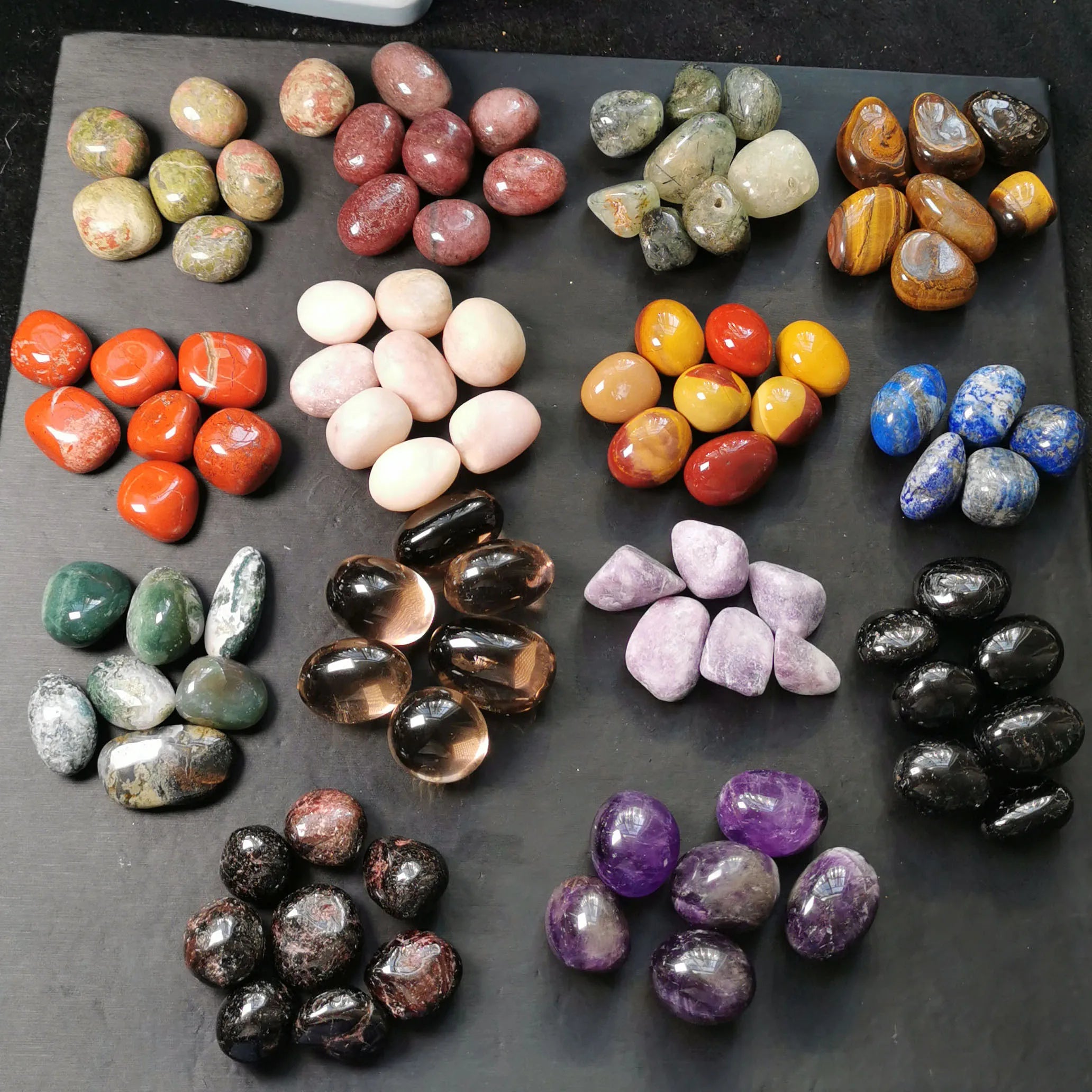 Natural Amethyst Rose Quartz Malachite Crystal Tumbled Stones