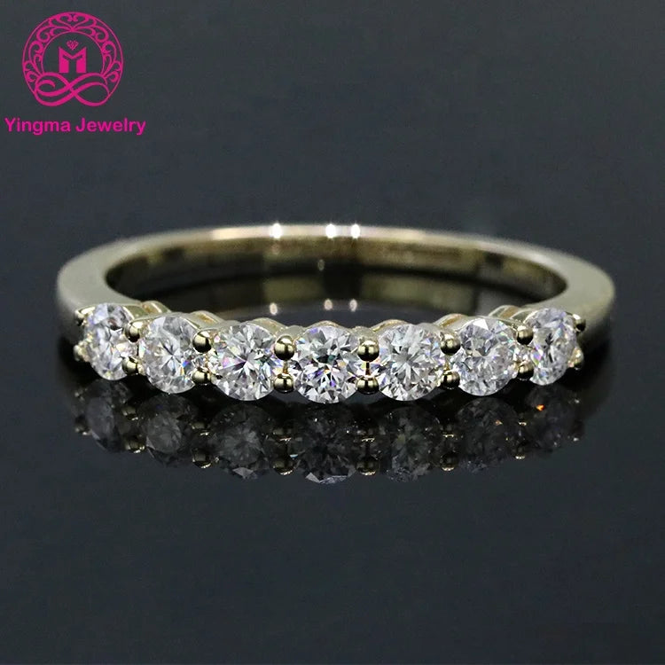 Custom Pure 18K 14K 10K 9K Real Yellow Gold Engagement Band Ring  Round Brillant Cut D VVS1 Moissanite Wedding Ring for Women