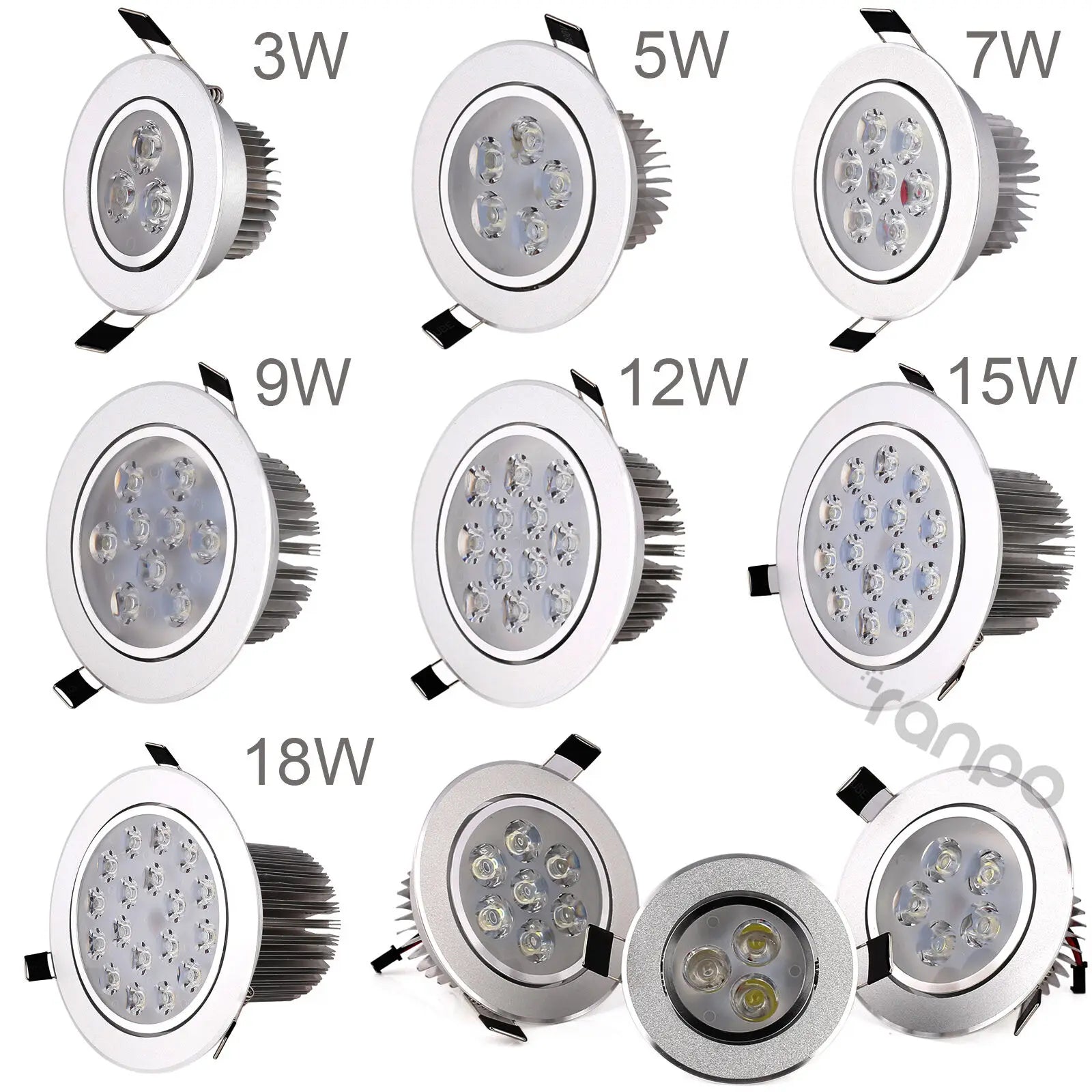 3W 5W 7W 9W 12W 15W 18W LED Dimmable Recessed Ceiling Down Light Lamp 85-265V Ceiling Light with Driver