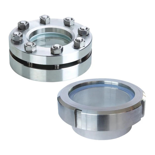 Ss 304 316 Stainless Steel Union Flange Weld on Round Tempered Glass tank Level Pressure Vessel Inspection Window Sight Glass