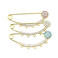 6.7CM 5 Loops Alloy Gold Plated Crystal Evil Eye Safety Pin for Baby Newborn Muslim Islamic Mashallah Wedding Charms
