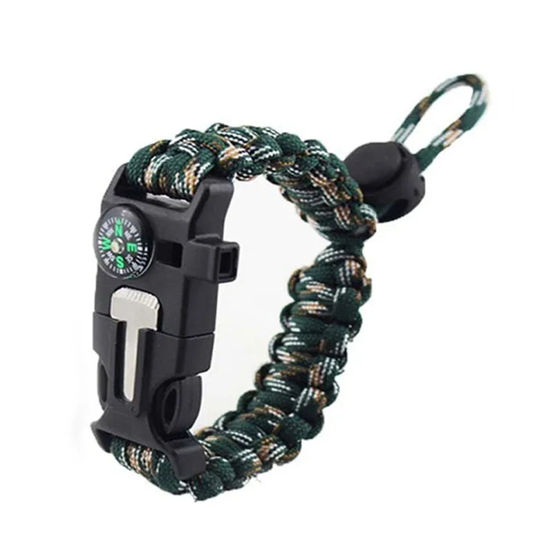 Wholesale Hot Spot 5-in-1 Umbrella Rope Braided Bracelet Outdoor Multi-function Adjustable Flint Compass Tools