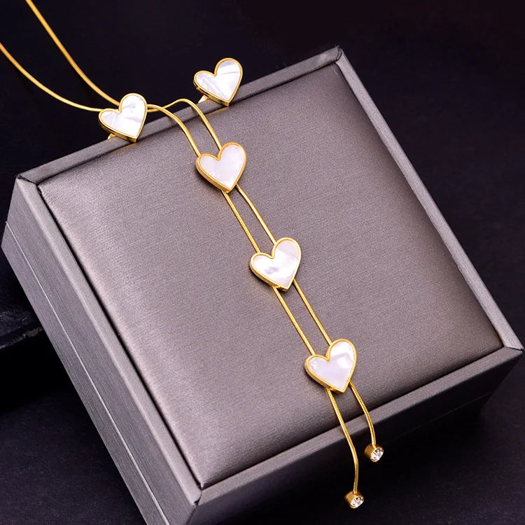 Wholesale No Fade Fashion Jewelry Tassel Zircon Pendant Circular Eye Necklace Shell Butterfly Heart Necklace Earring Set