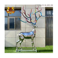 High Polished Mirror Surface Life Size Stainless Steel Deer Sculpture for Outdoor Decoration