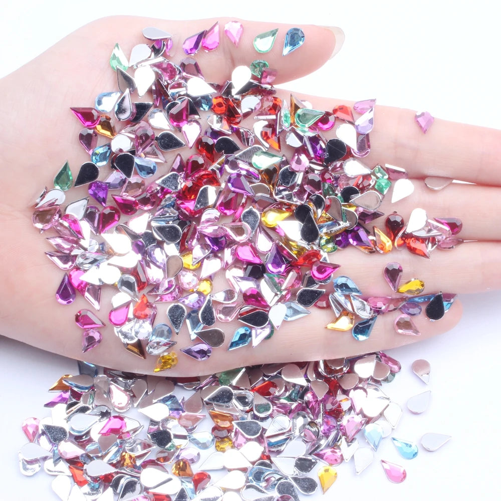 Hot Sale 10000pcs Loose Flatback Acrylic Rhinestones 3mm Tear Shape for Bridal Applique and Shoes Glue on