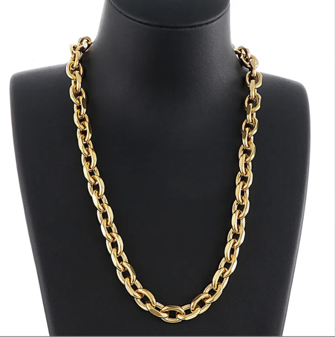 316L Stainless Steel Accessories European American Rock Hip Hop Trend O Word Edged Titanium Steel Bracelet Necklace