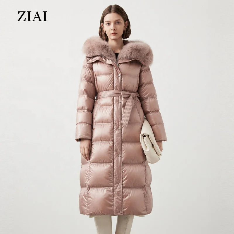 White Goose Down Retro Coat High-end Style Overcoat New Winter Warm Down Ladies Winter Jackets
